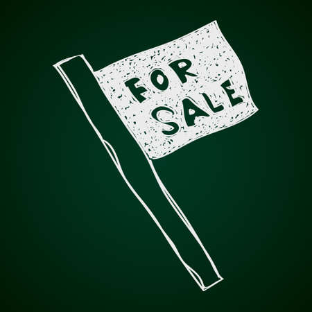 Simple hand drawn doodle of a for sale signのイラスト素材