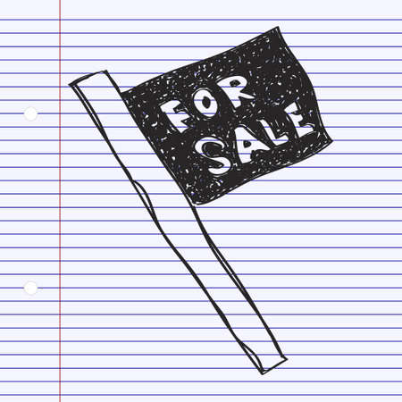 Simple hand drawn doodle of a for sale signのイラスト素材
