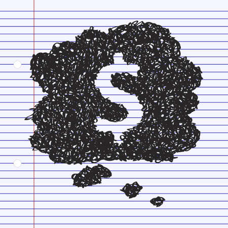 Simple hand drawn doodle of a money thought bubbleのイラスト素材