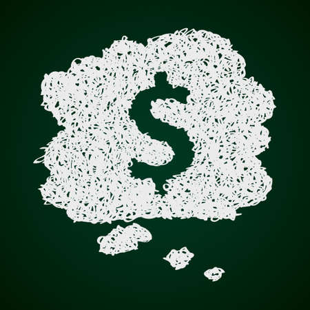 Simple hand drawn doodle of a money thought bubbleのイラスト素材