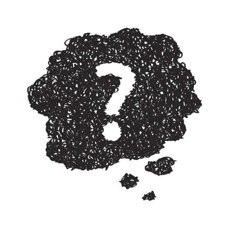 Simple hand drawn doodle of a question mark thought bubbleのイラスト素材