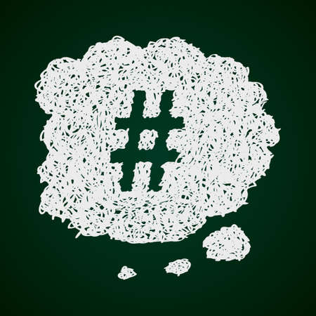 Simple hand drawn doodle of a hash tag thought bubbleのイラスト素材