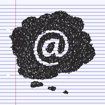 Simple hand drawn doodle of an email at sign thought bubbleのイラスト素材