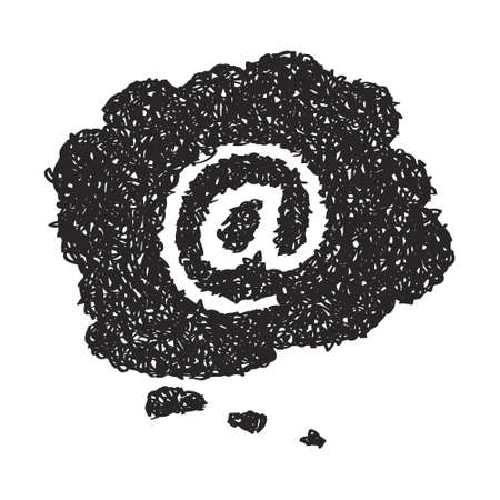 Simple hand drawn doodle of an email at sign thought bubbleのイラスト素材