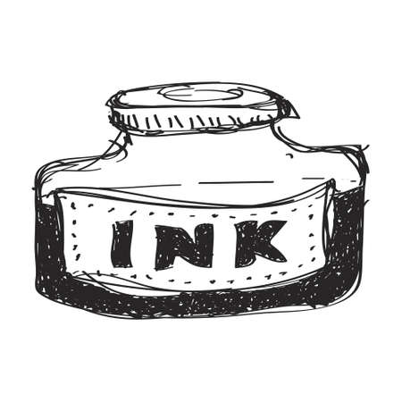 Simple hand drawn doodle of a bottle of inkのイラスト素材