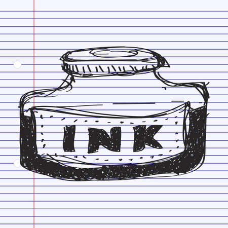 Simple hand drawn doodle of a bottle of inkのイラスト素材