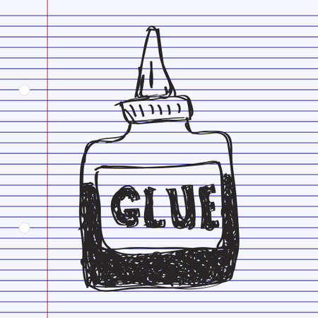 Simple hand drawn doodle of a bottle of glueのイラスト素材