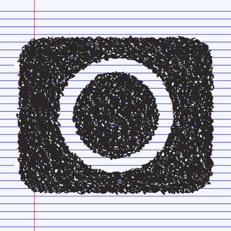 Simple hand drawn doodle of a record buttonのイラスト素材