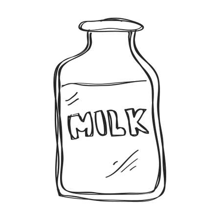 Simple hand drawn doodle of a milk bottleのイラスト素材