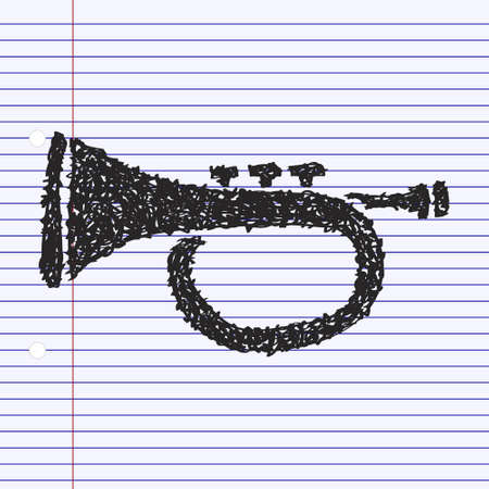 Simple hand drawn doodle of a trumpetのイラスト素材