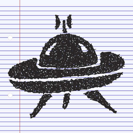 Simple hand drawn doodle of a spaceshipのイラスト素材