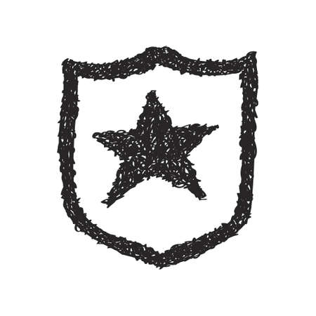 Simple hand drawn doodle of a shield with starのイラスト素材