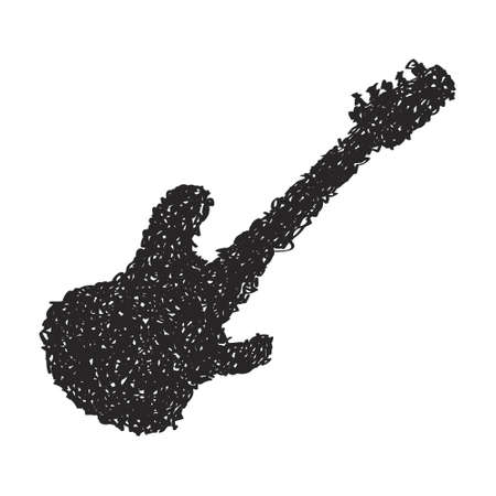 Simple hand drawn doodle of a guitarのイラスト素材
