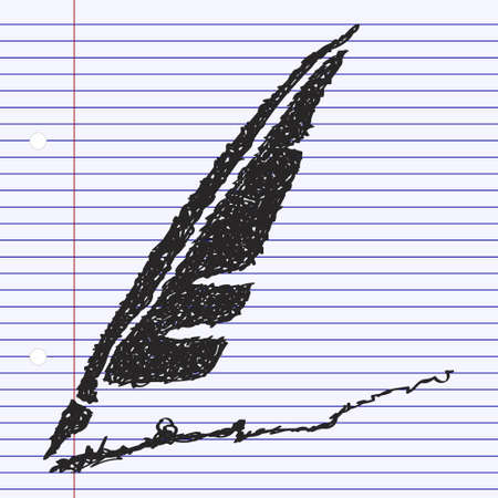 Simple hand drawn doodle of a quillのイラスト素材