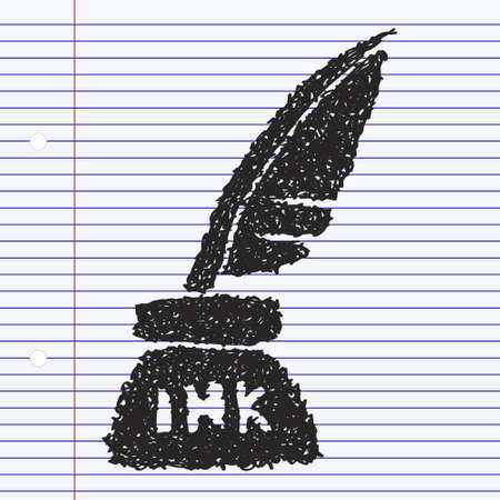 Simple hand drawn doodle of a quillのイラスト素材