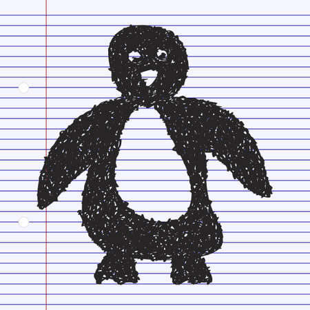 Simple hand drawn doodle of a penguinのイラスト素材