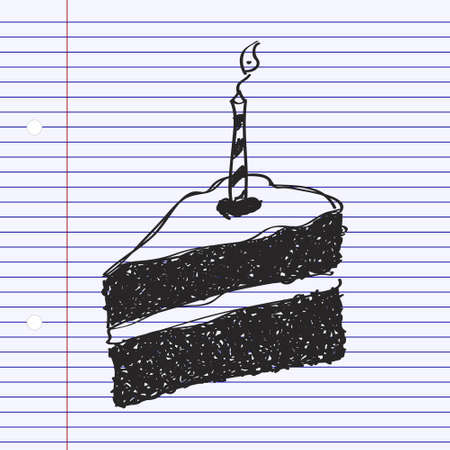 Simple hand drawn doodle of a slice of cakeのイラスト素材