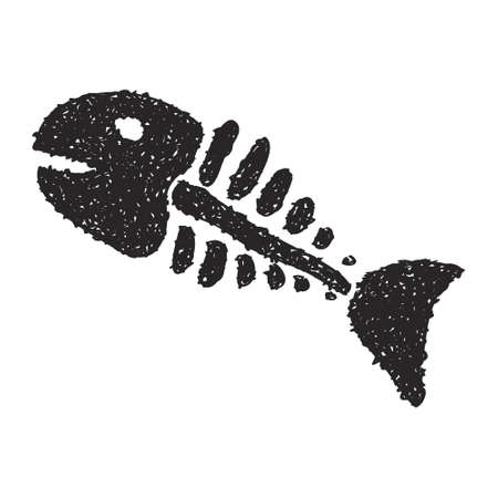 Simple hand drawn doodle of a fish skeletonのイラスト素材
