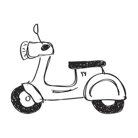 Simple hand drawn doodle of a scooterのイラスト素材