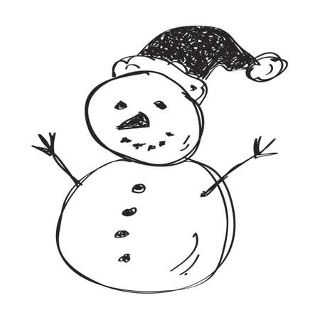 Simple hand drawn doodle of a snowmanのイラスト素材
