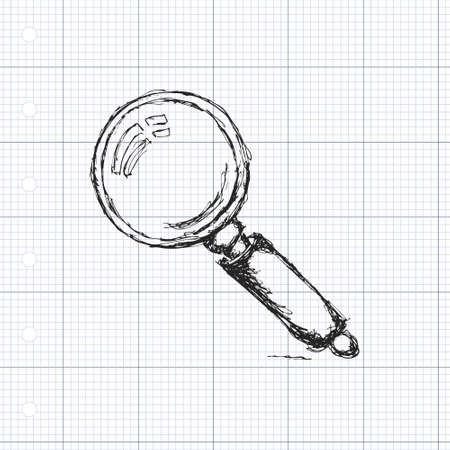 Hand drawn sketch of a magnifying glassのイラスト素材