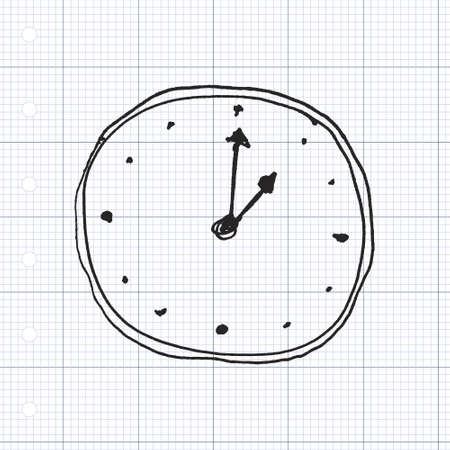 Hand drawn cartoon style clock designのイラスト素材