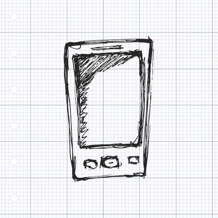 Rough hand drawn sketch of a mobile phoneのイラスト素材