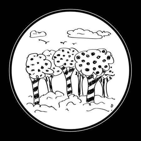 Simple hand drawn doodle of some treesのイラスト素材