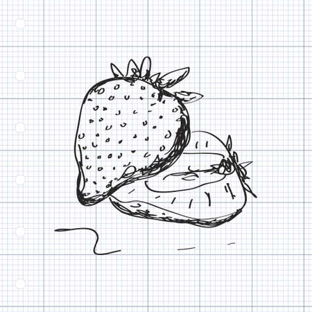 Simple hand drawn doodle of a strawberryのイラスト素材