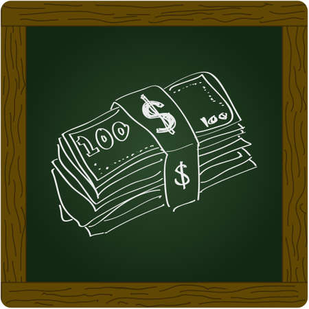 Simple hand drawn doodle of a wad of bank notesのイラスト素材