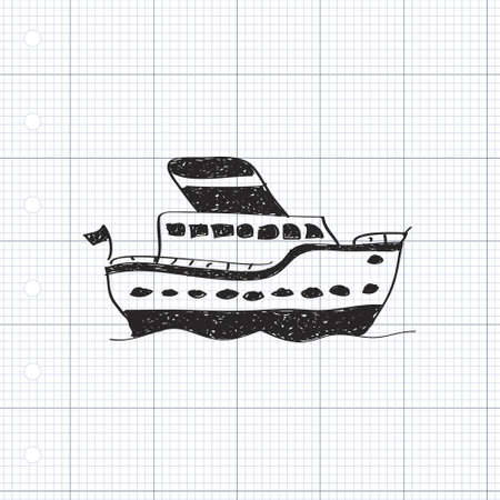 Simple hand drawn doodle of a shipのイラスト素材