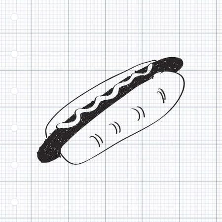 Simple hand drawn doodle of a hotdogのイラスト素材