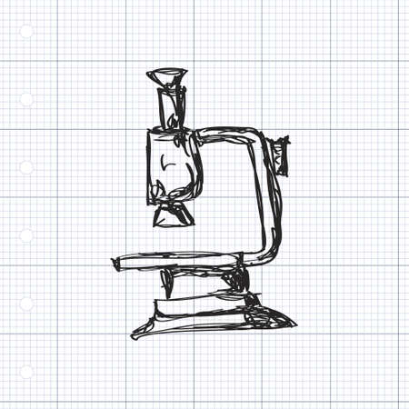 Simple hand drawn doodle of a microscopeのイラスト素材