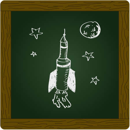 Simple hand drawn doodle of a space rocketのイラスト素材