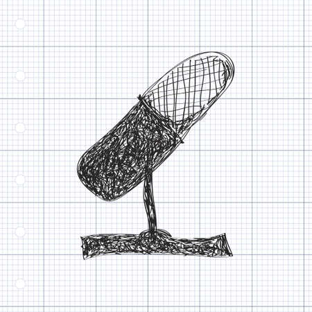 Simple hand drawn doodle of a microphoneのイラスト素材