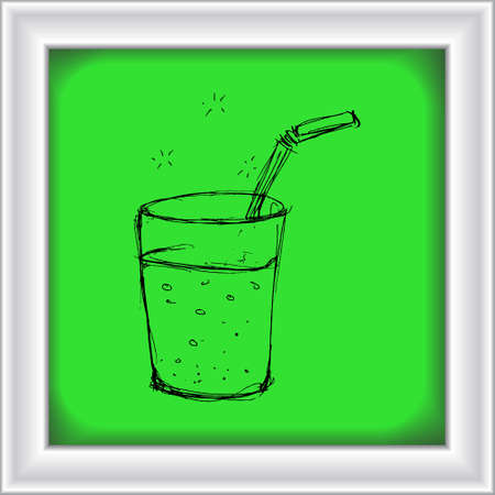 Hand drawn illustration of a glass with a strawのイラスト素材