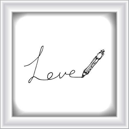 Simple doodle of a hand drawn love heart designのイラスト素材