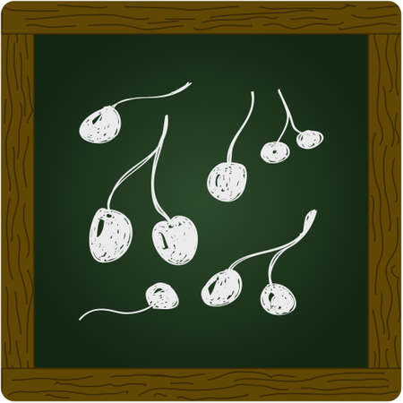 Simple hand drawn doodle of some cherriesのイラスト素材