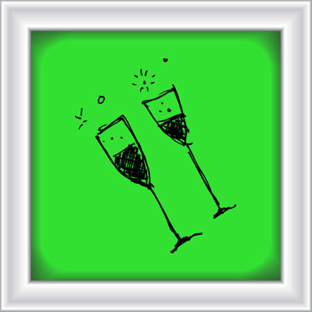Hand drawn cartoon style wine glass designのイラスト素材