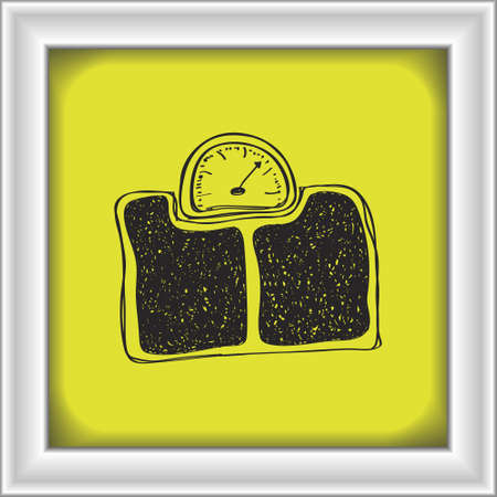 Simple hand drawn doodle of a bathroom scaleのイラスト素材