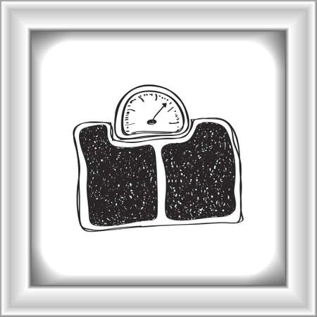 Simple hand drawn doodle of a bathroom scaleのイラスト素材