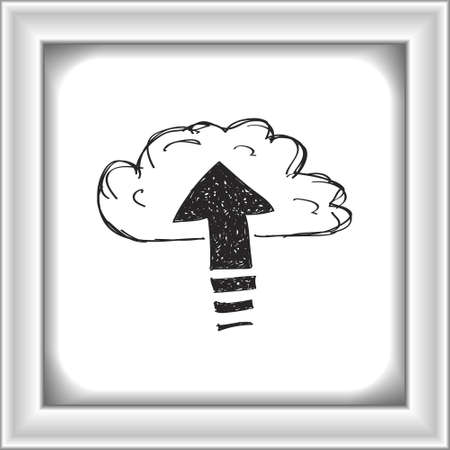 Simple hand drawn doodle of an upload cloudのイラスト素材