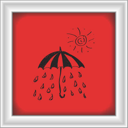 Simple hand drawn doodle of rain under an umbrellaのイラスト素材