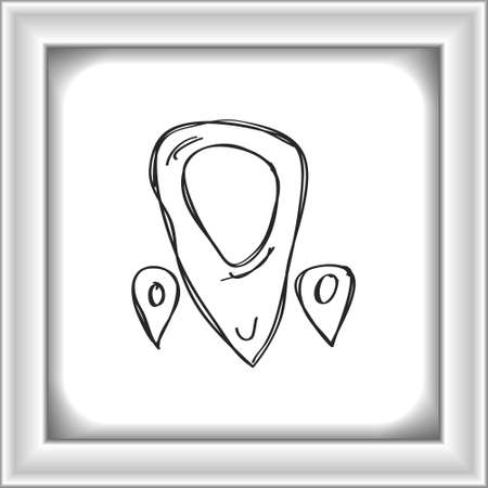 Simple hand drawn doodle of a location pinのイラスト素材