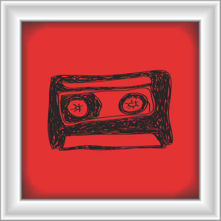 Simple hand drawn doodle of a cassetteのイラスト素材
