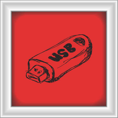Simple hand drawn doodle of a usb stickのイラスト素材