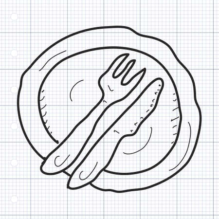 Simple hand drawn doodle of a dinner plateのイラスト素材
