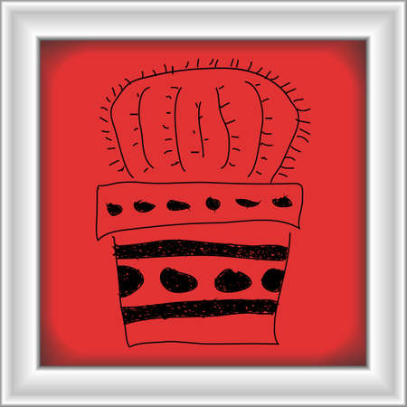Simple hand drawn doodle of a cactus in a potのイラスト素材