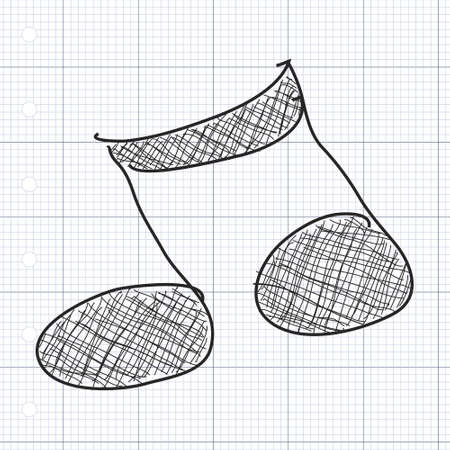 Simple hand drawn doodle of a music noteのイラスト素材