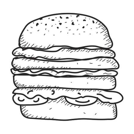 Simple hand drawn doodle of a burgerのイラスト素材